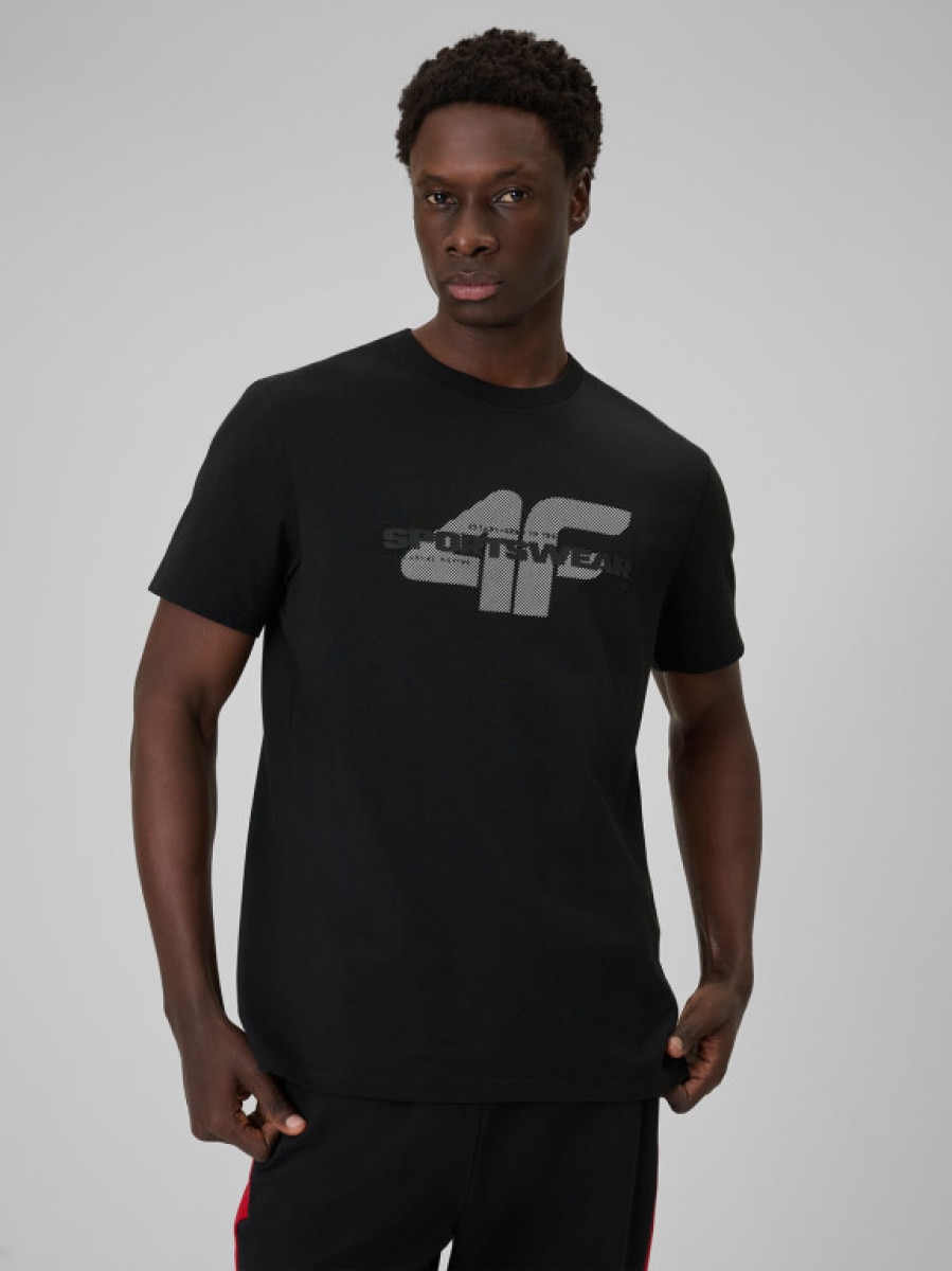 Męski t-shirt z nadrukiem 4F 4FWSS26TTSHM2666 - czarny