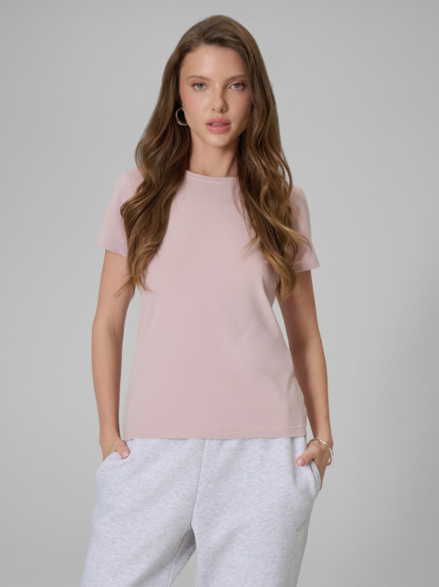 Damski t-shirt slim 4F 4FRSS26TTSHF3628 - różowy