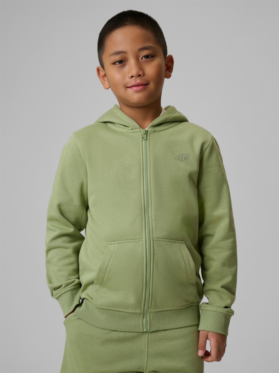 Chłopięca bluza rozpinana z kapturem 4F 4FJRSS26TSWSM2749 - zielona
