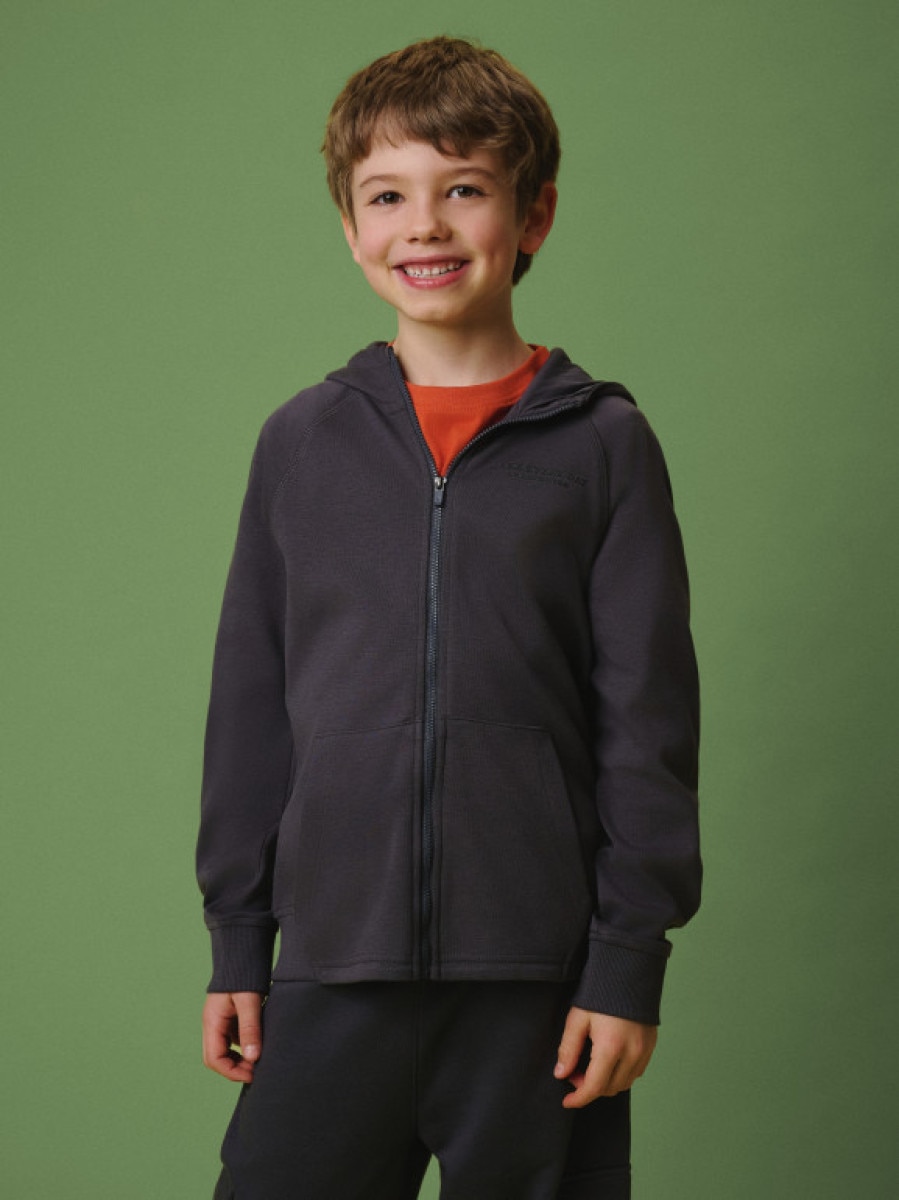 Chłopięca bluza rozpinana z kapturem 4F 4FJRSS26TSWSM2825 - szara