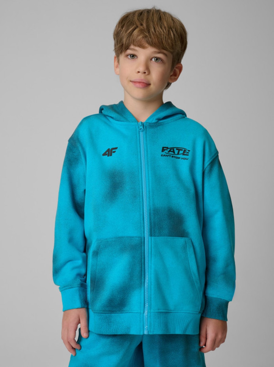 Chłopięca bluza rozpinana z kapturem 4F 4FJRSS26TSWSM2906 - niebieska