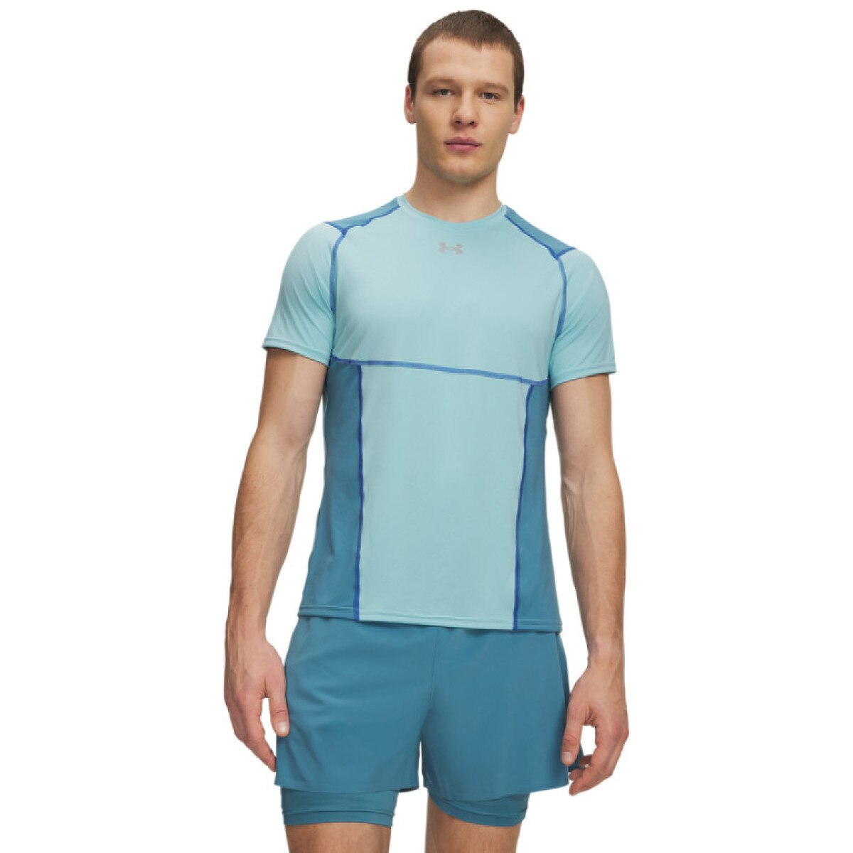 Męska koszulka treningowa Under Armour UA HG Elite Fitted SS - niebieska