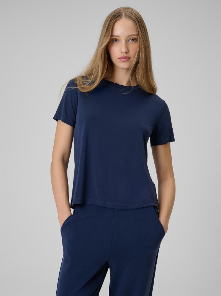 Damski t-shirt basic 4F 4FWSS26TTSHF2773 - granatowy