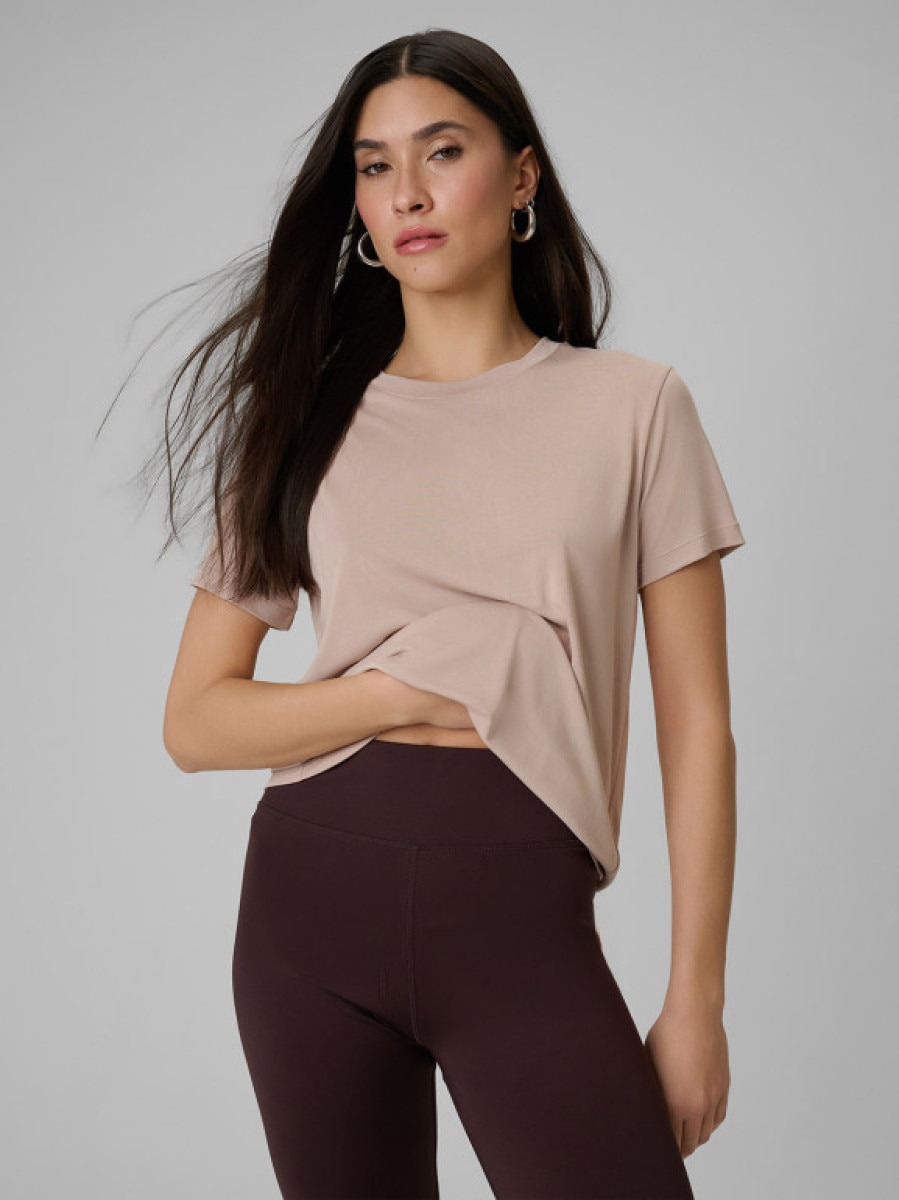 Damski t-shirt basic 4F 4FWSS26TTSHF2773 - beżowy
