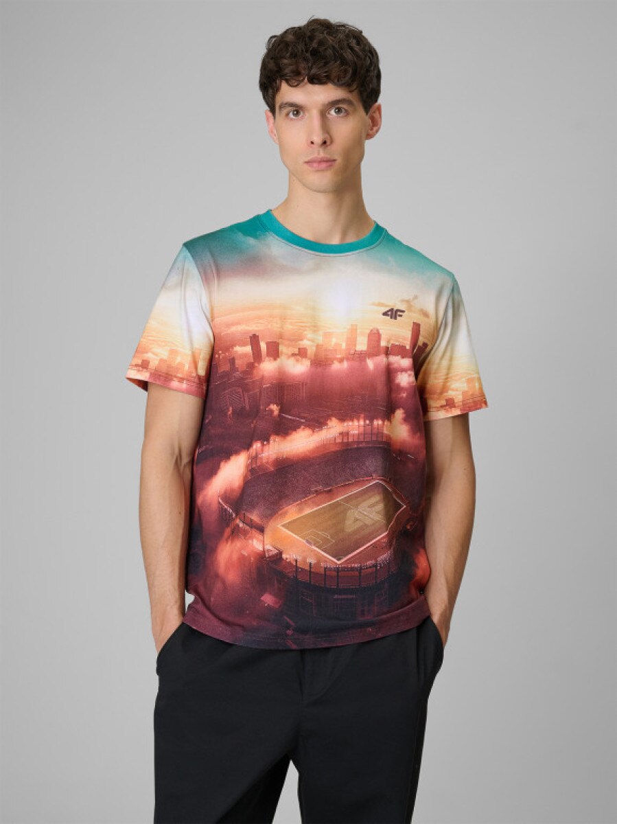 Męski t-shirt z nadrukiem 4F 4FRSS26TTSHM3639 - multikolor