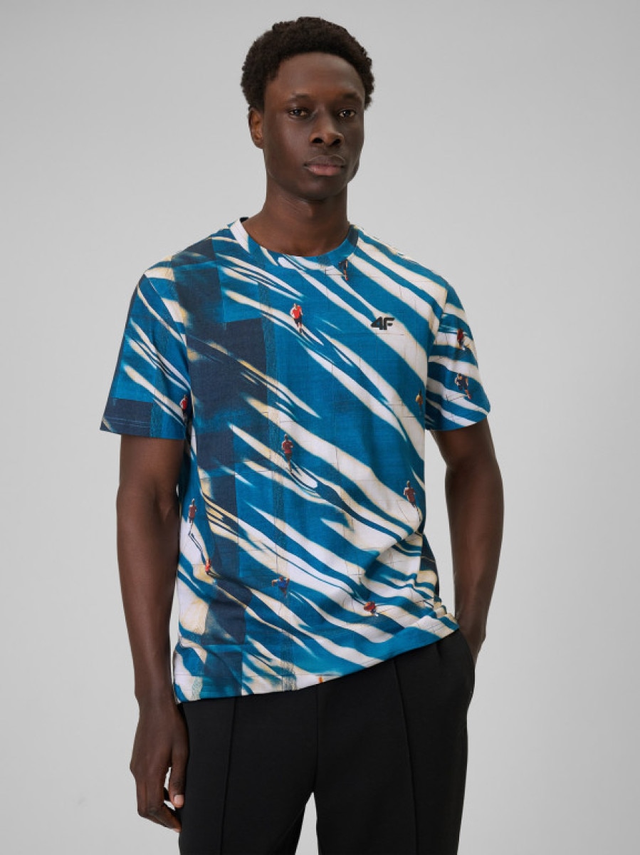 Męski t-shirt z nadrukiem 4F 4FRSS26TTSHM3638 - multikolor