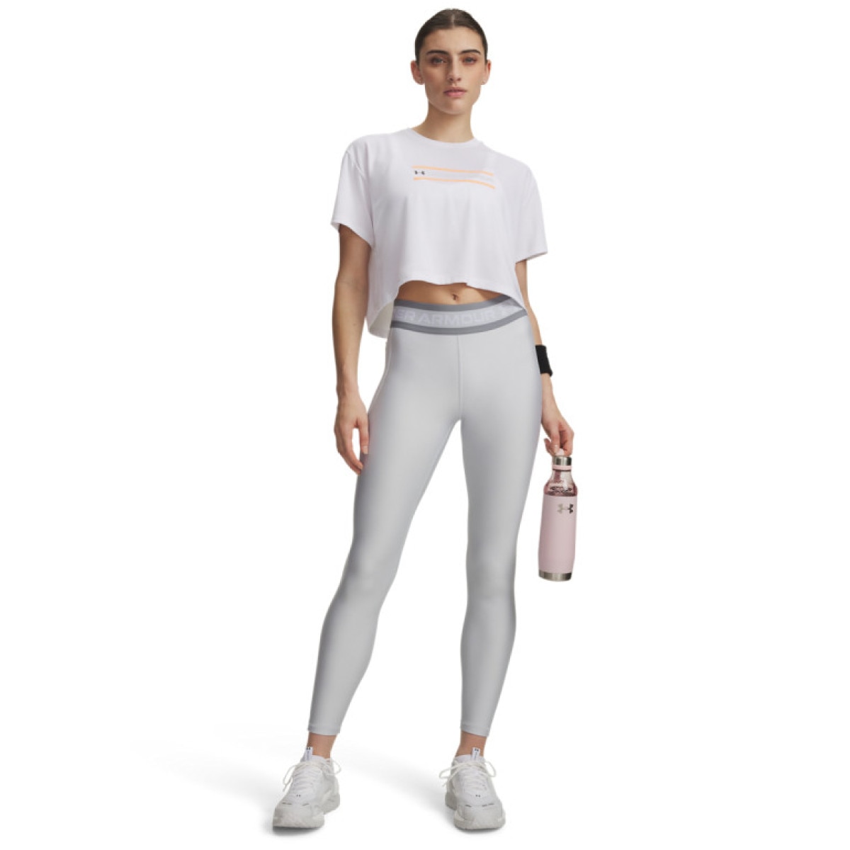 Damskie legginsy treningowe Under Armour UA Tech Branded Legging - szare