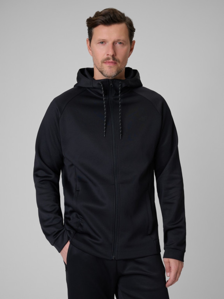 Męska bluza treningowa rozpinana z kapturem 4F 4FWSS26TFSWM632 - czarna