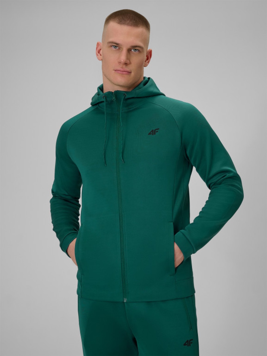 Męska bluza treningowa rozpinana z kapturem 4F 4FWSS26TFSWM632 - zielona