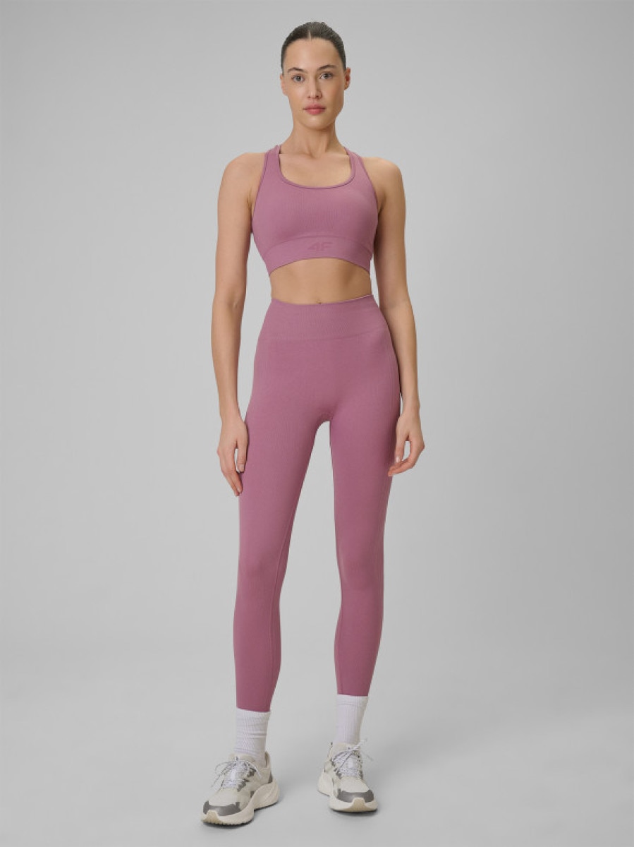 Damskie legginsy treningowe 4F 4FWSS26TFTIF420 - różowe