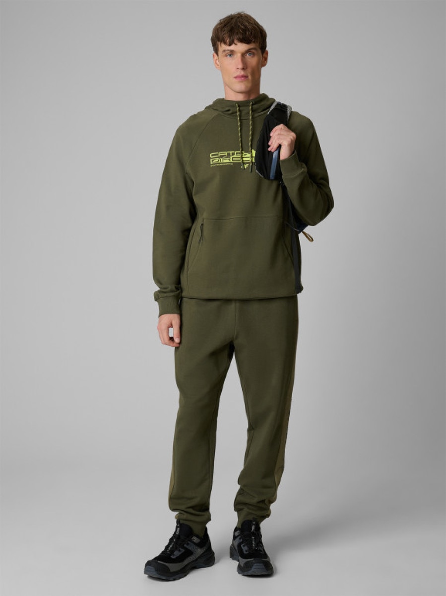 Męskie spodnie dresowe joggery 4F 4FWSS26TTROM1442 - khaki