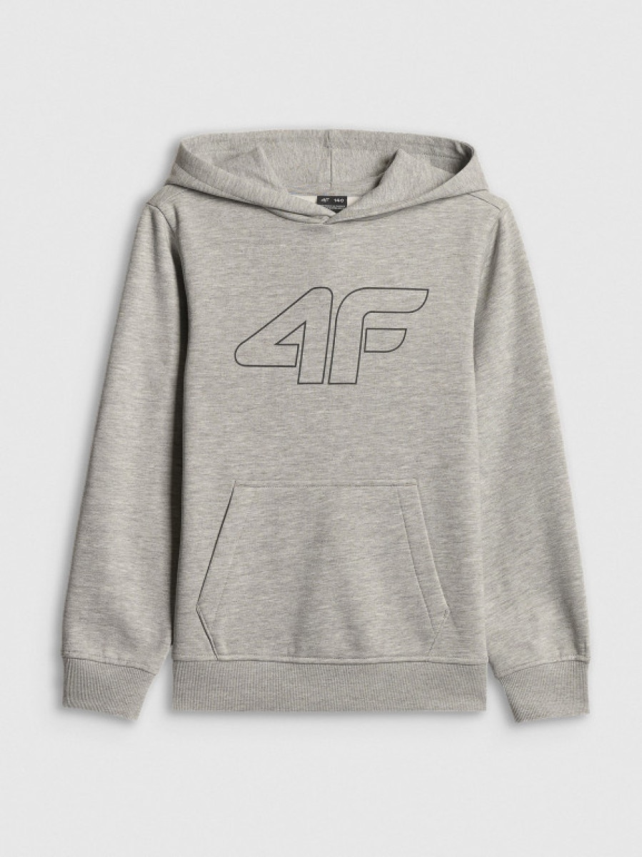 Chłopięca bluza nierozpinana z kapturem 4F 4FJRSS26TSWSM2748 - szara