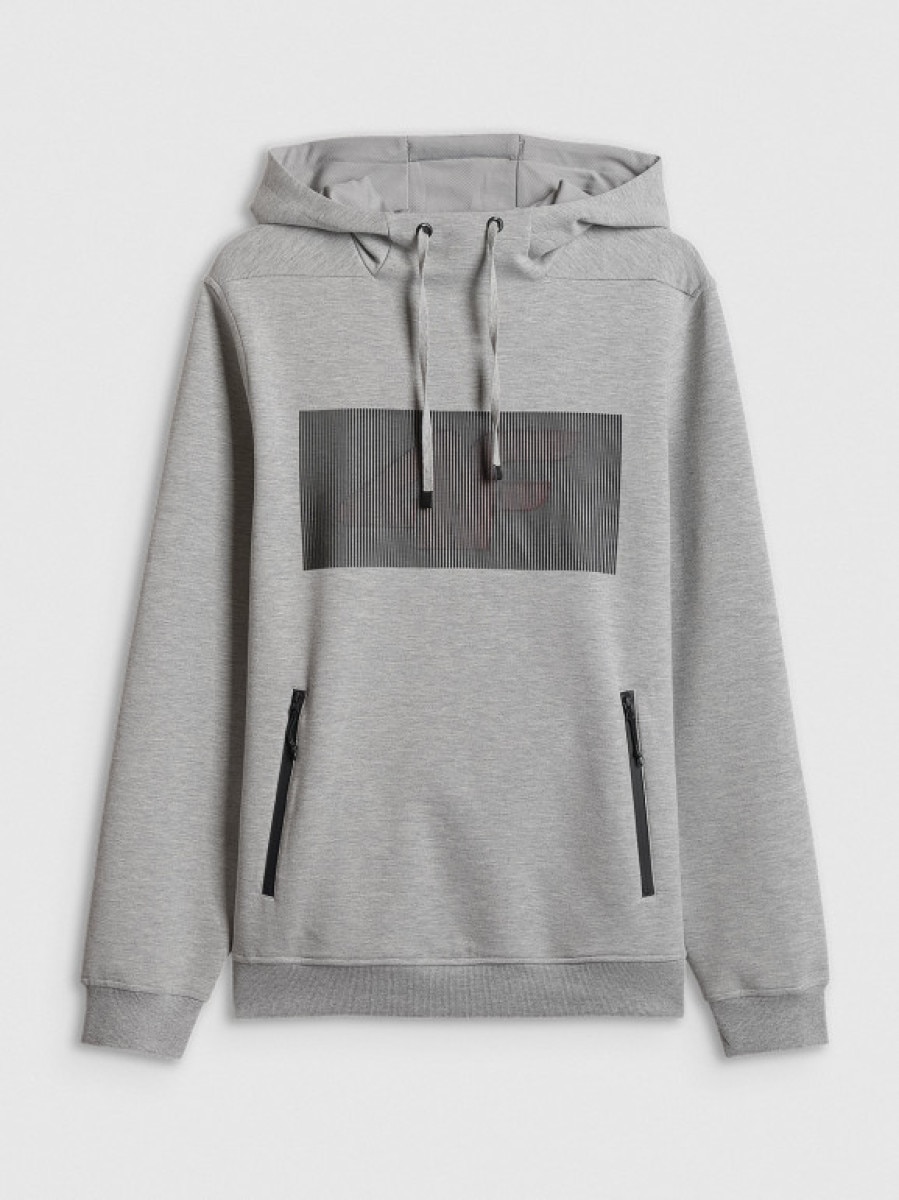 Męska bluza dresowa rozpinana z kapturem 4F 4FRSS26TSWSM2975 - szara