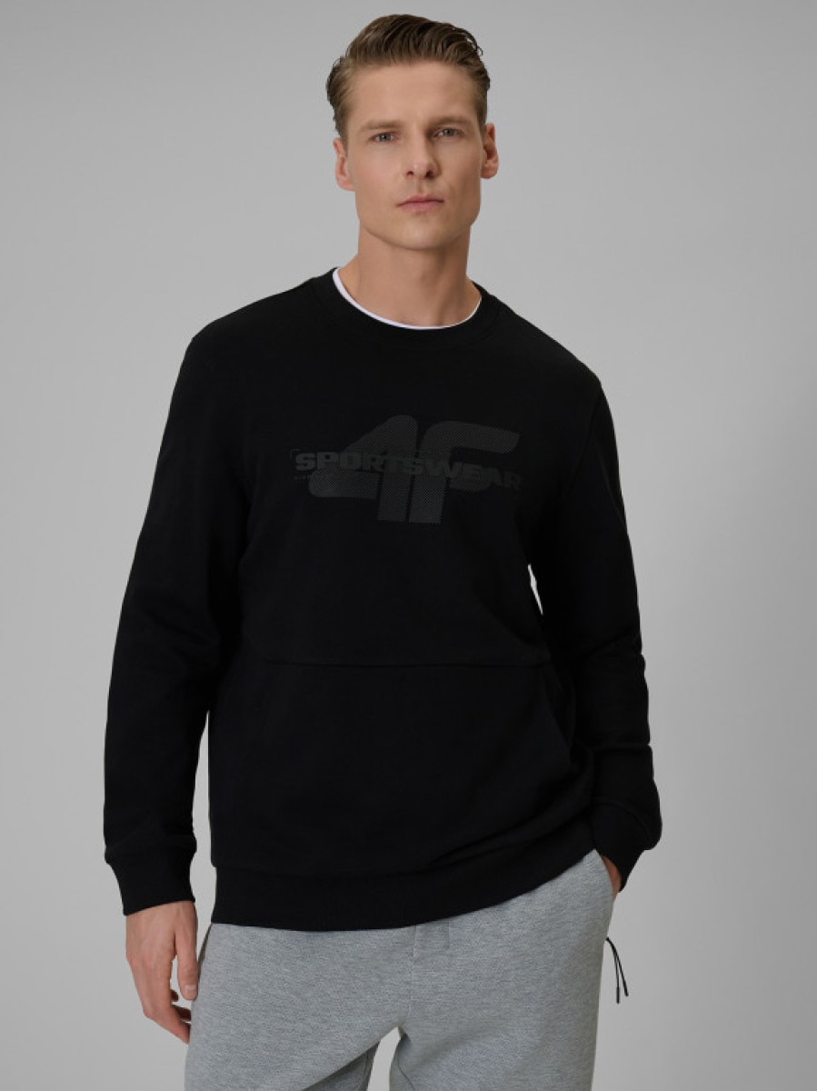 Męska bluza dresowa nierozpinana bez kaptura 4F 4FWSS26TSWSM2237 - czarna