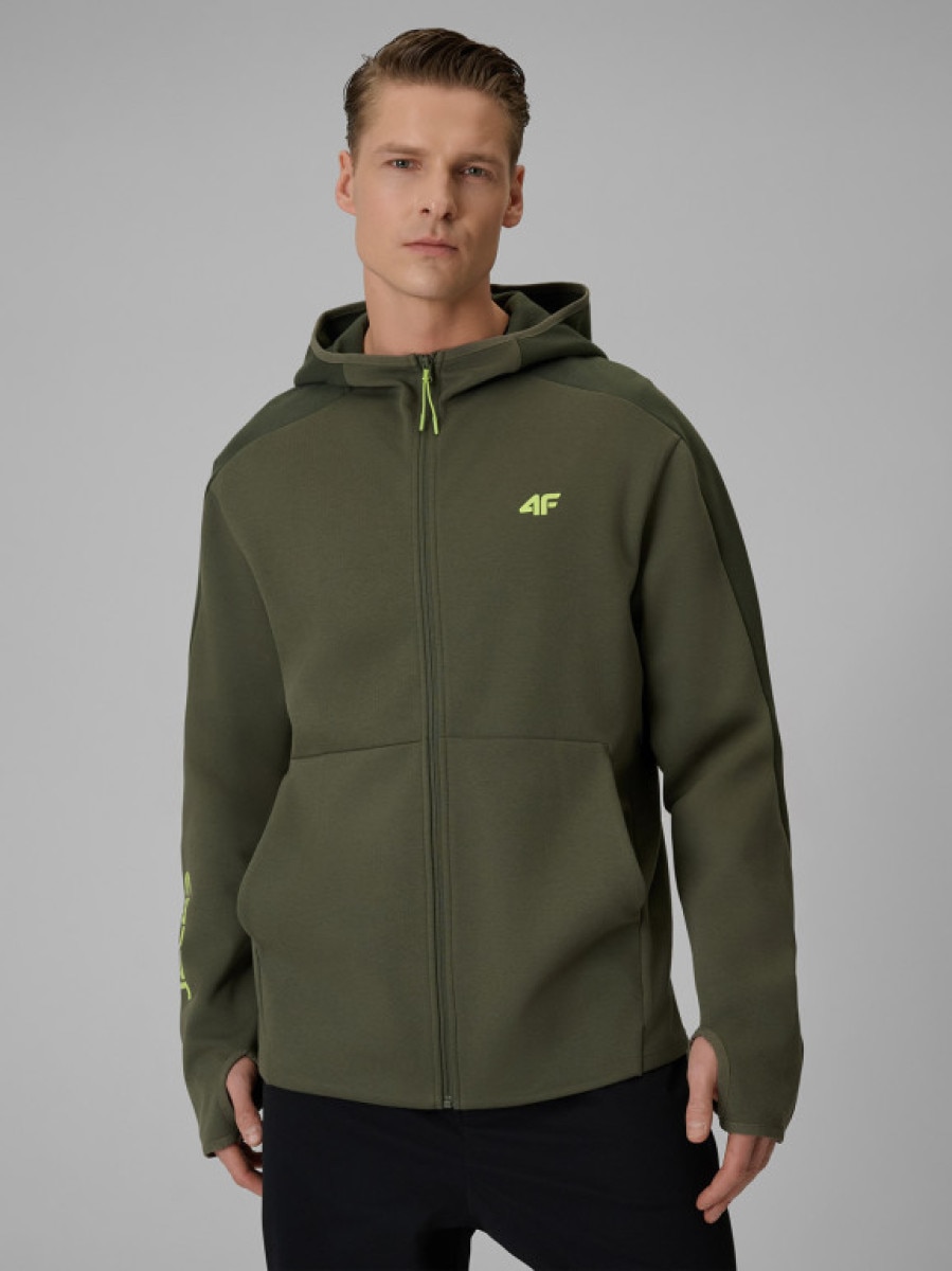 Męska bluza dresowa z kapturem 4F 4FWSS26TSWSM2130 - khaki