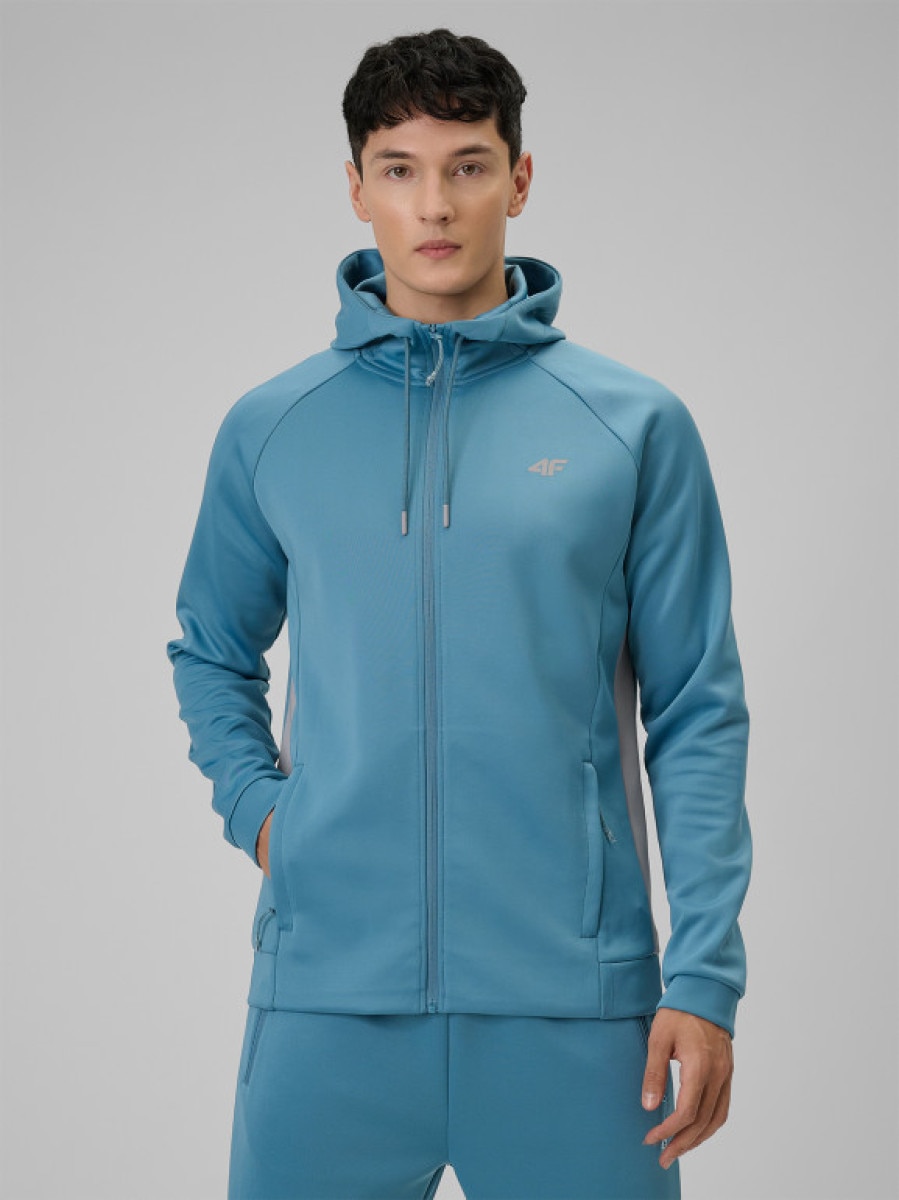 Męska bluza treningowa rozpinana z kapturem 4F 4FRSS26TFSWM0958 - niebieska