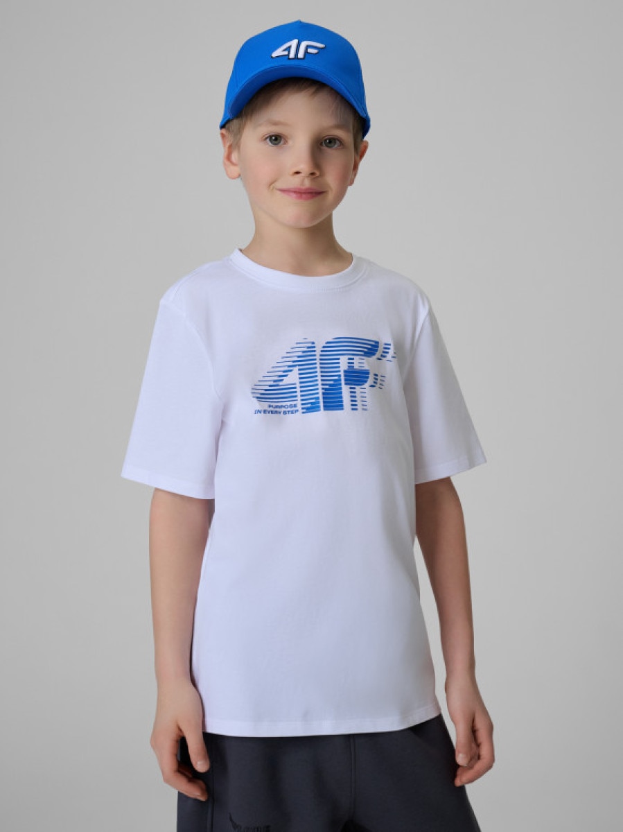 Chłopięcy t-shirt z nadrukiem 4F 4FJRSS26TTSHM3864 - biały