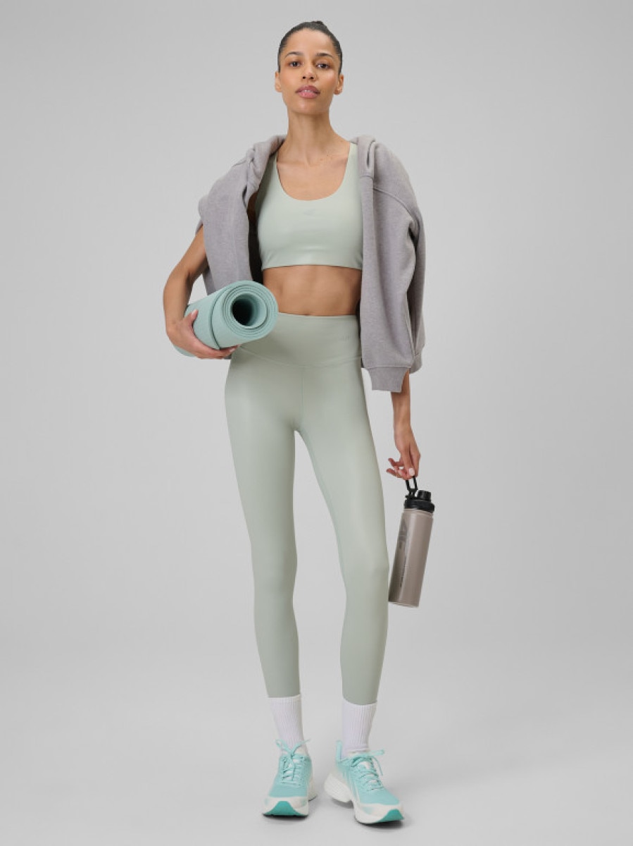 Damskie legginsy do jogi 4F 4FRSS26TFTIF494 - miętowe