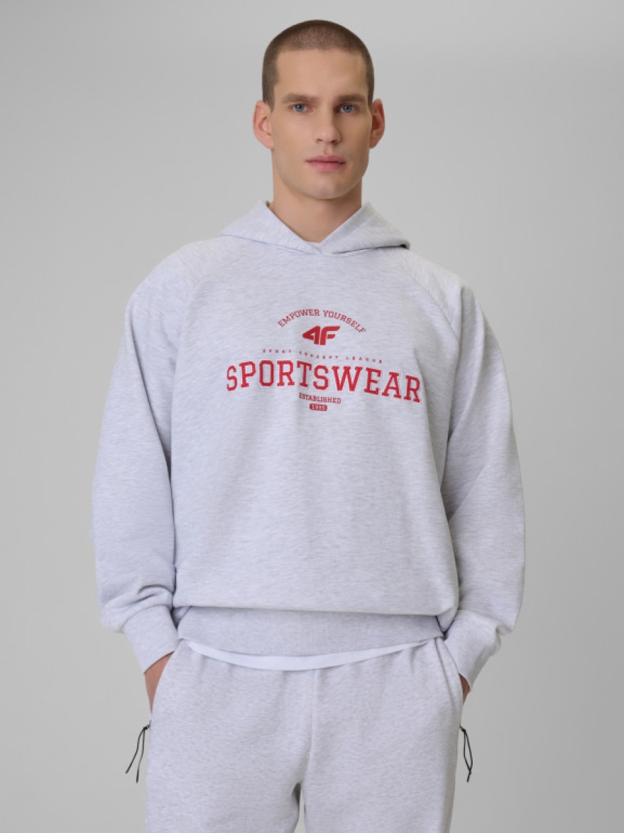 Męska bluza dresowa rozpinana z kapturem 4F 4FWSS26TSWSM2131 - szara