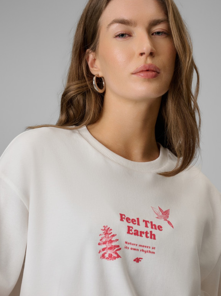 Damski t-shirt z nadrukiem 4F 4FRSS26TTSHF3704 - biały