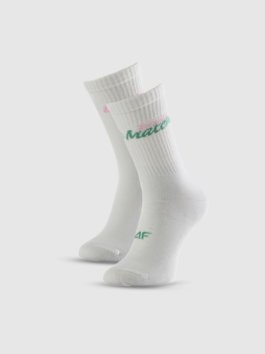 Damskie skarpetki wysokie (2-pack) 4F 4FRSS26USOCF657 - białe