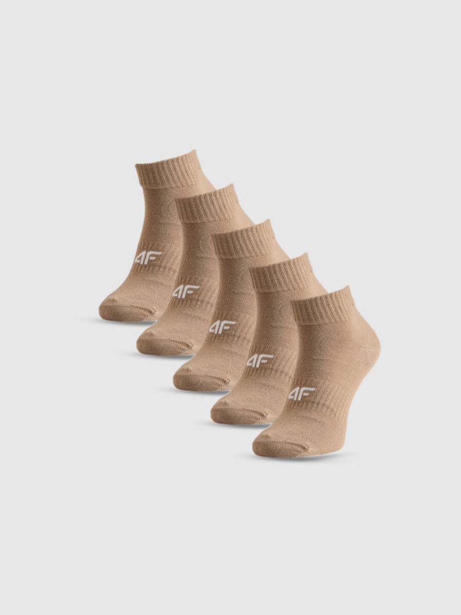 Damskie skarpetki niskie (5-pack) 4F 4FRSS26USOCF0830 - beżowe