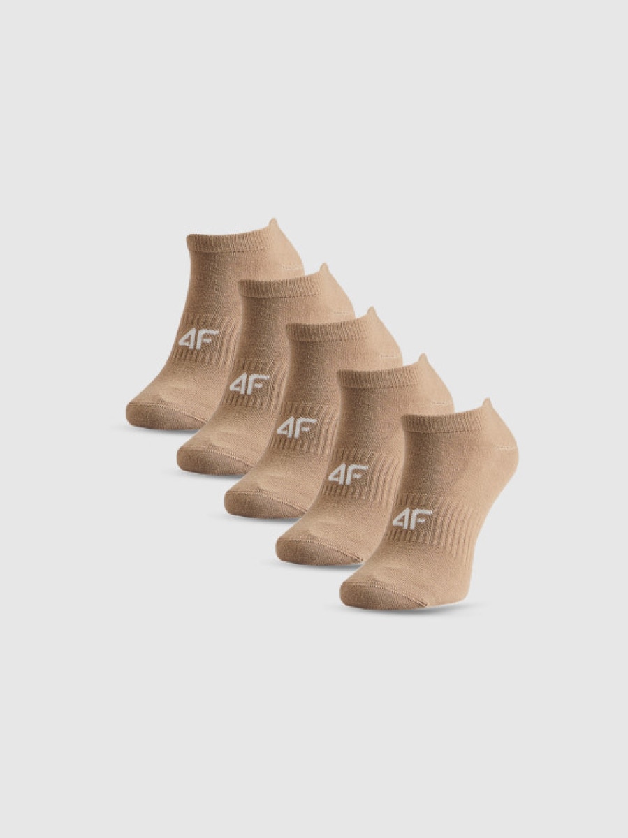 Damskie skarpetki stopki (5-pack) 4F 4FRSS26USOCF0828 - beżowe