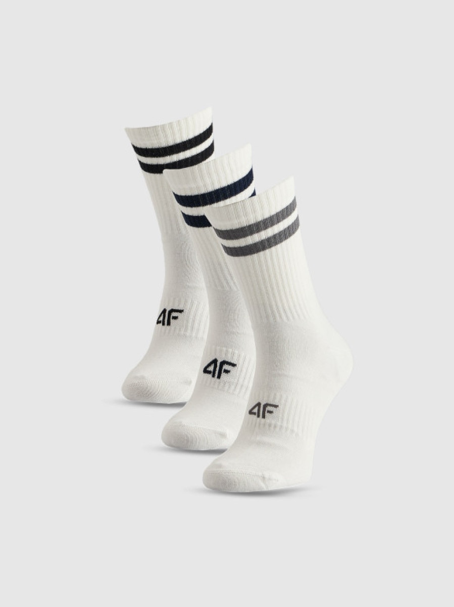 Męskie skarpetki wysokie (3-pack) 4F 4FRSS26USOCM662 - białe