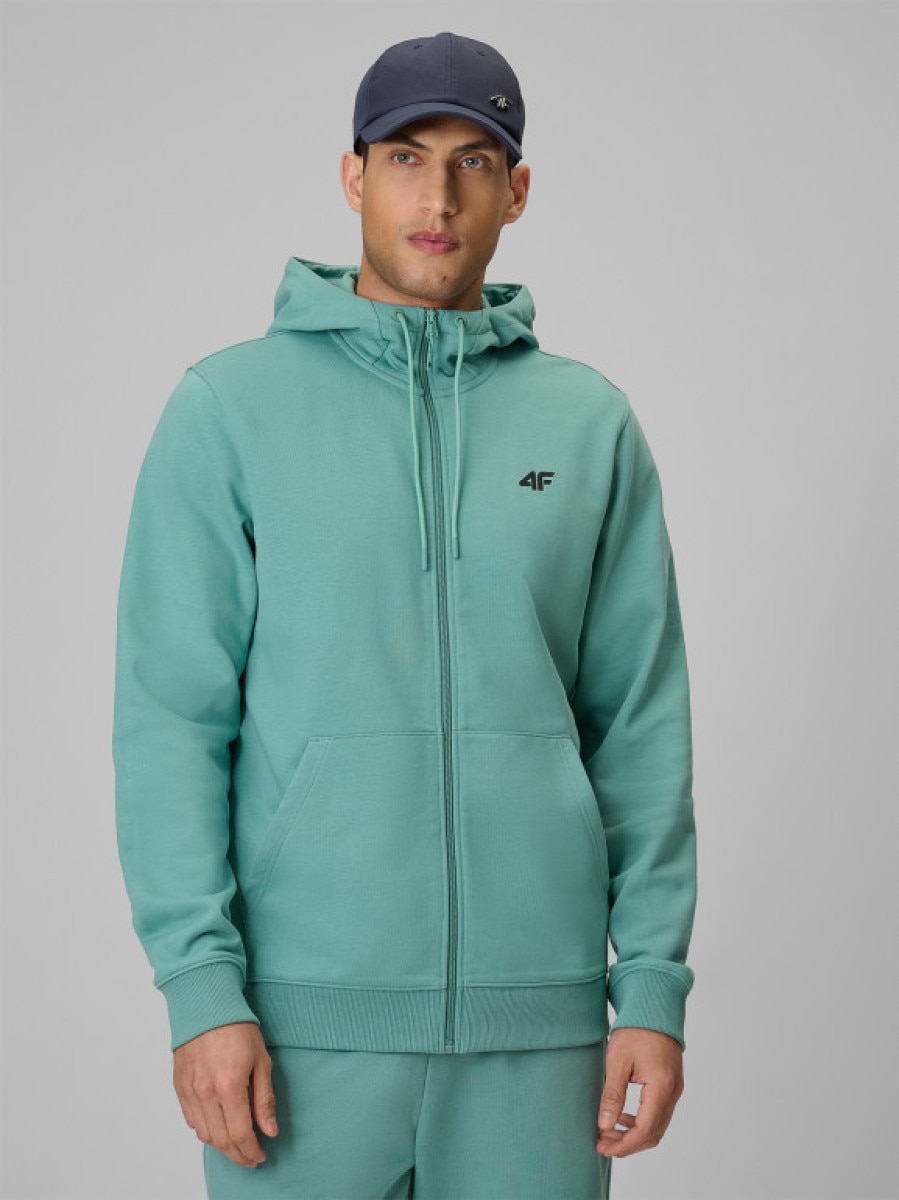 Męska bluza dresowa rozpinana z kapturem 4F 4FRSS26TSWSM3106 - miętowa