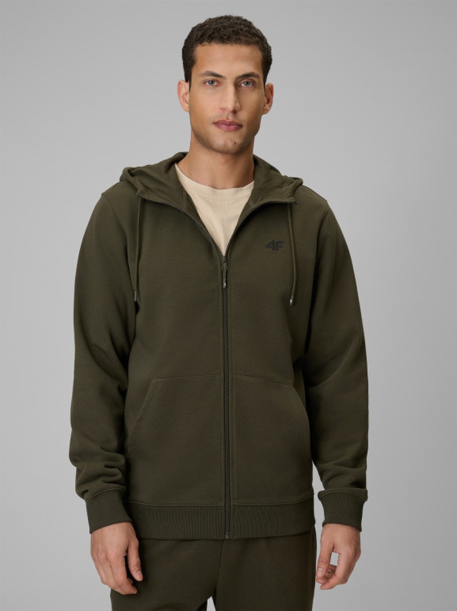 Męska bluza dresowa rozpinana z kapturem 4F 4FRSS26TSWSM3106 - khaki