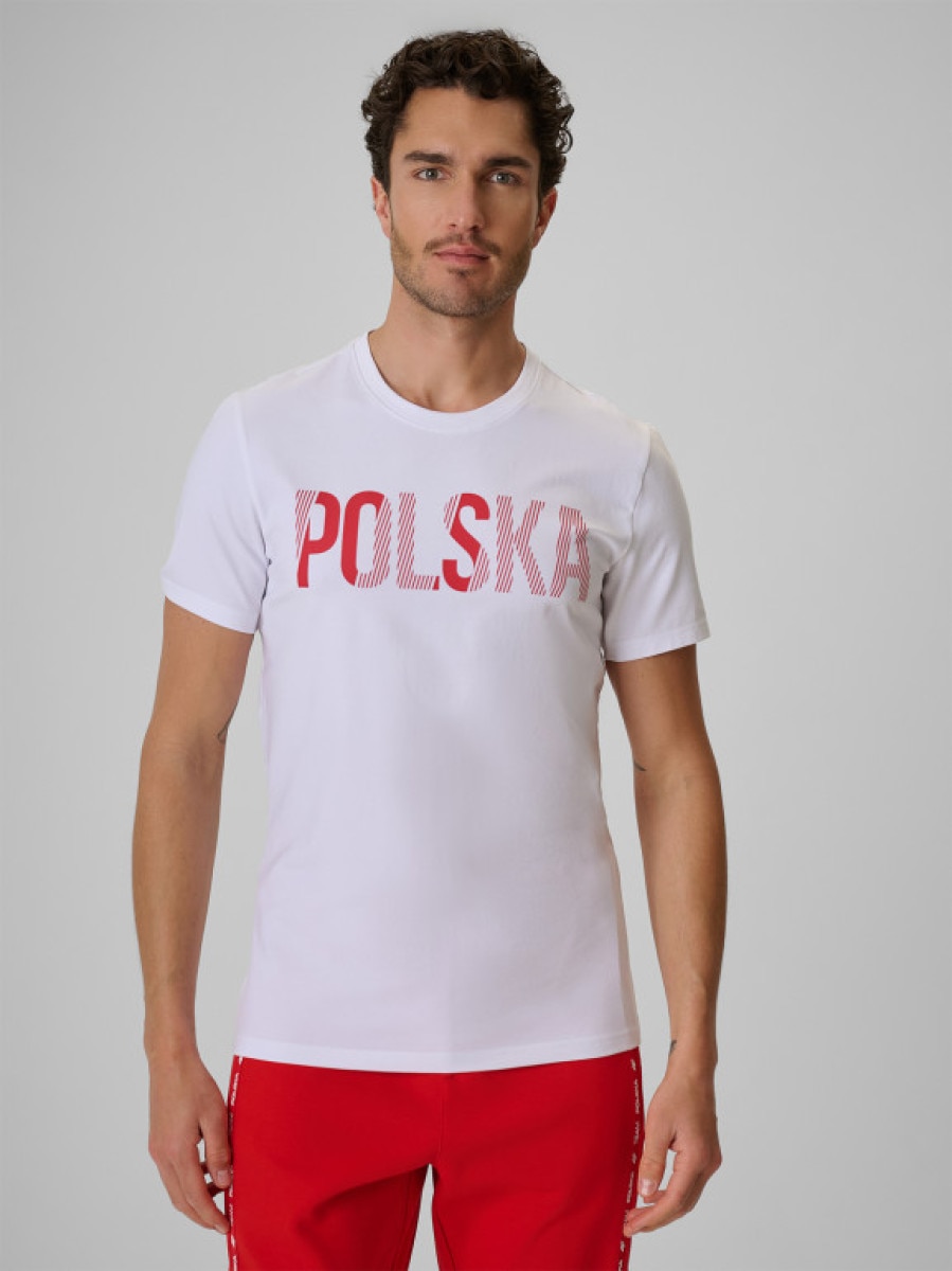 Męska koszulka kibica 4F 4FRSS26TTSHM4202 - biała