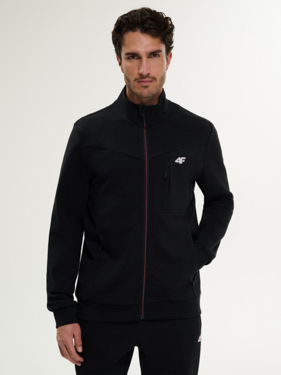 Męska bluza dresowa rozpinana bez kaptura 4F 4FRSS26TSWSM2897 - czarna