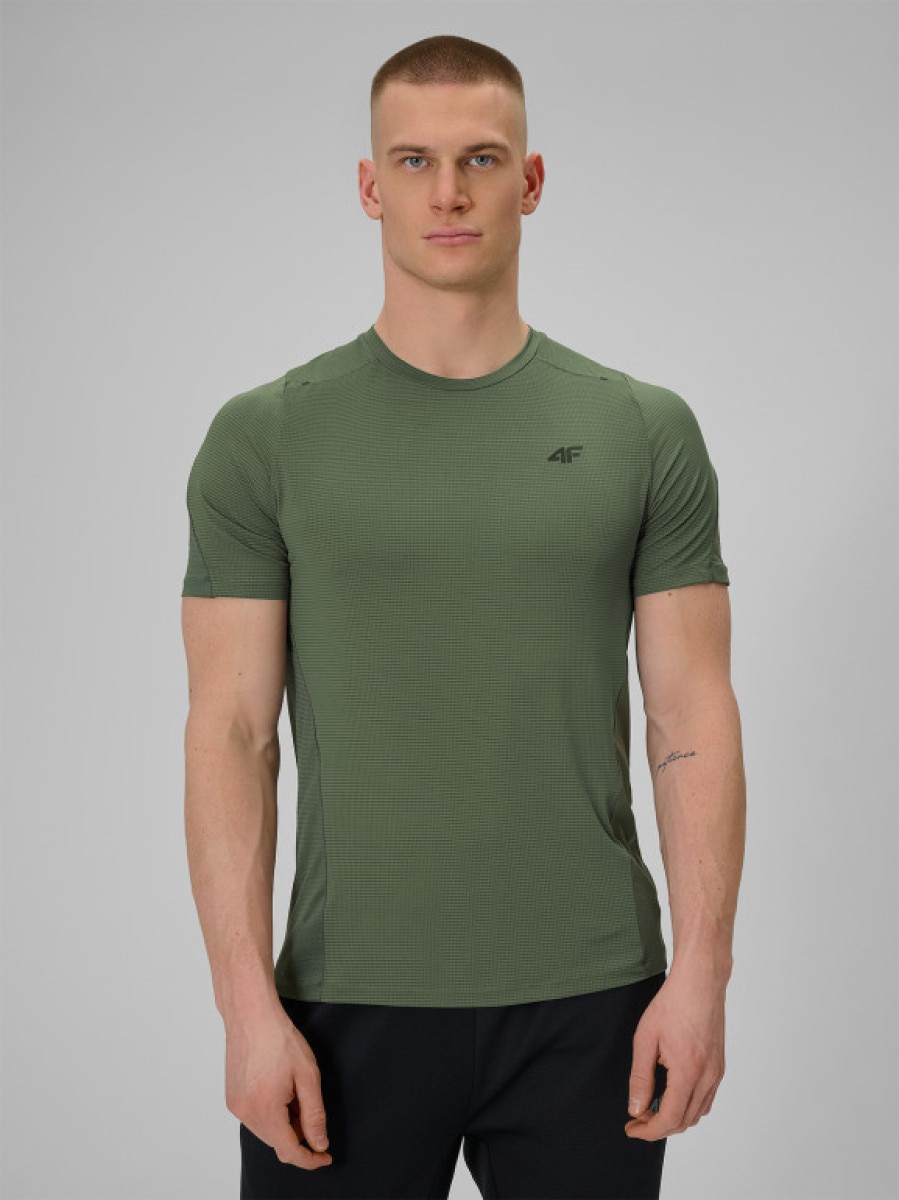 Męska koszulka treningowa 4F 4FWSS26TFTSM1775 - khaki