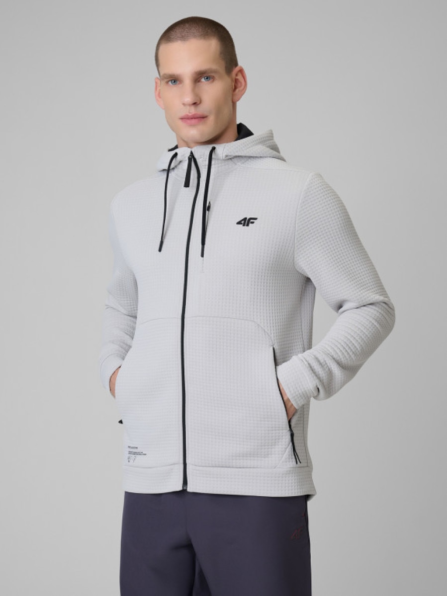 Męska bluza treningowa z kapturem 4F 4FRSS26TFSWM1006 - biała