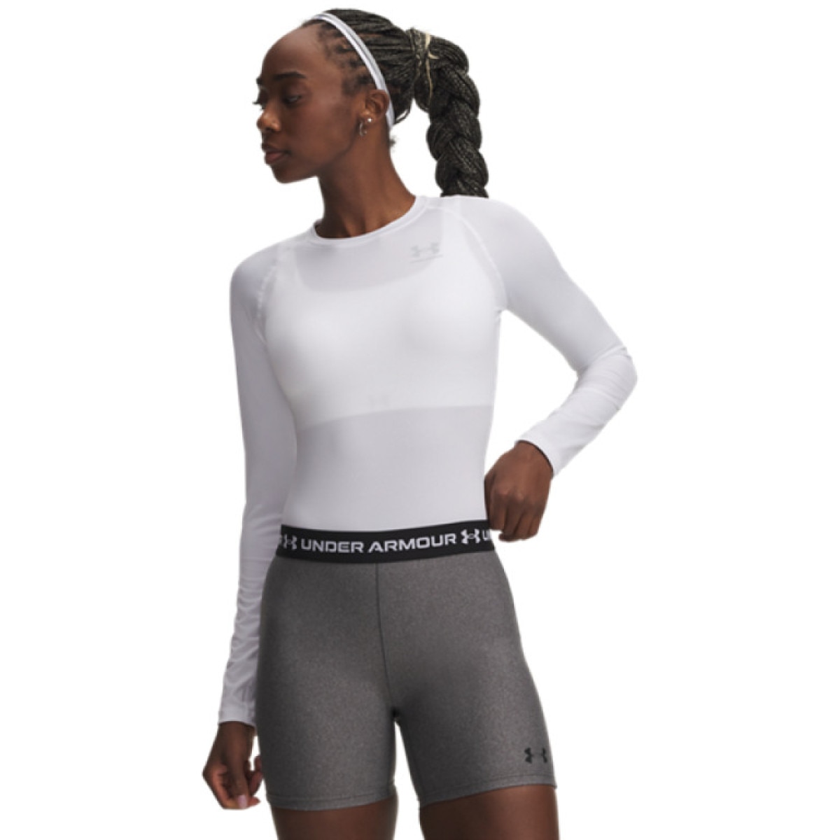 Damski longsleeve treningowy Under Armour UA HG Authentics Comp LS - biały
