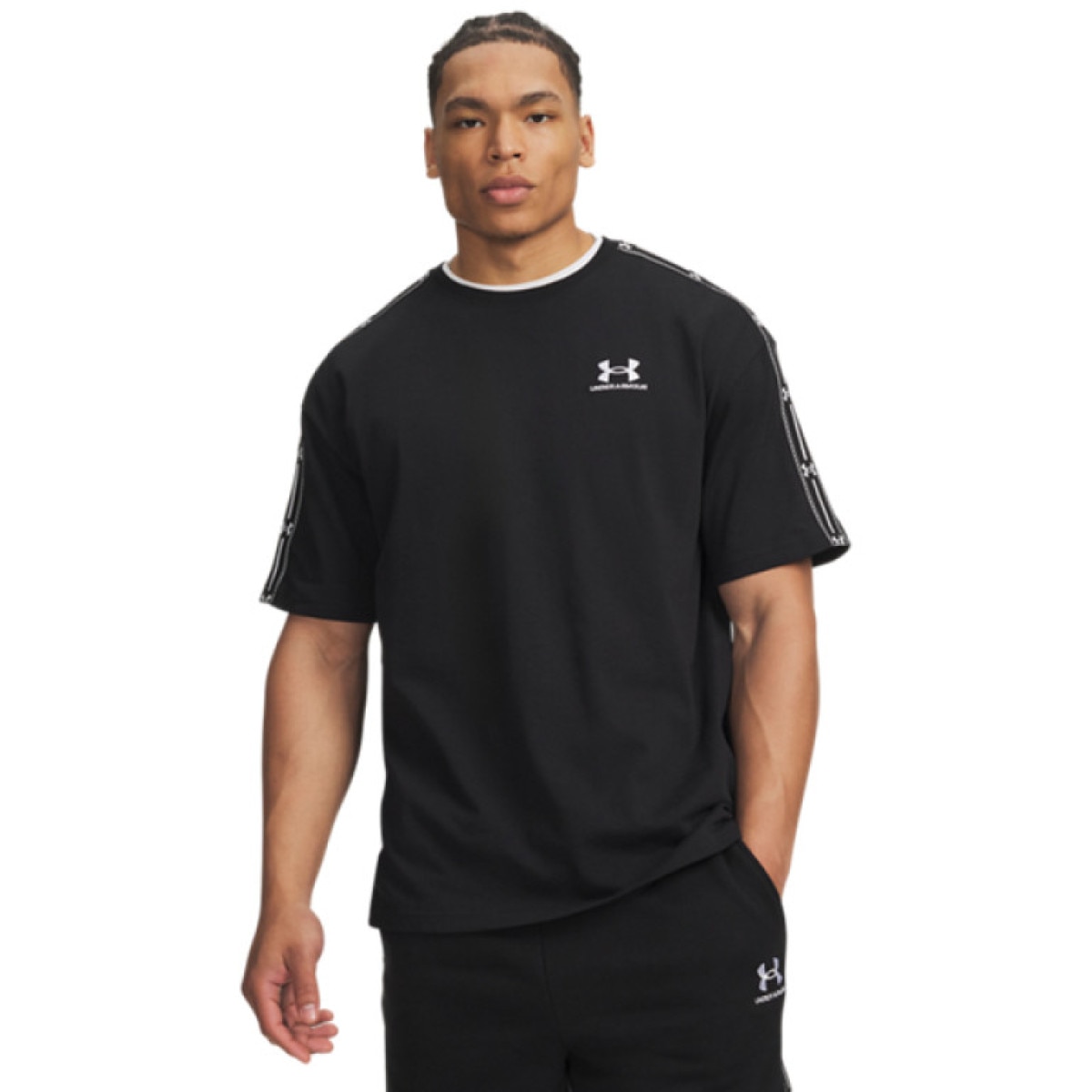 Męska koszulka oversize z krótkim rękawem Under Armour UA Icon HWT Tee Taped - czarna