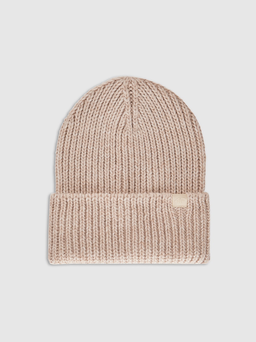 Damska czapka zimowa 4F 4FRAW25ACAPF0801 - beżowa