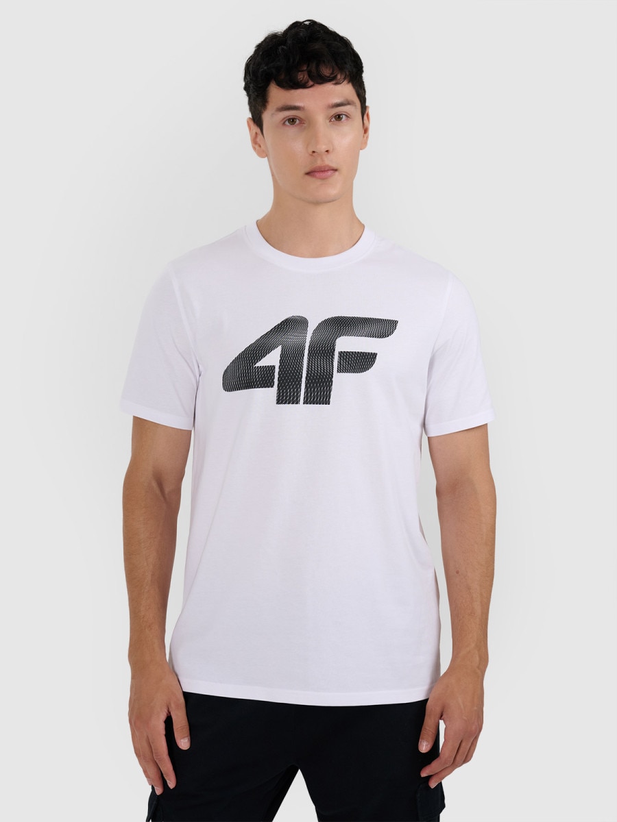 Męski t-shirt z nadrukiem 4F 4FRMM00TTSHM3251 - biały