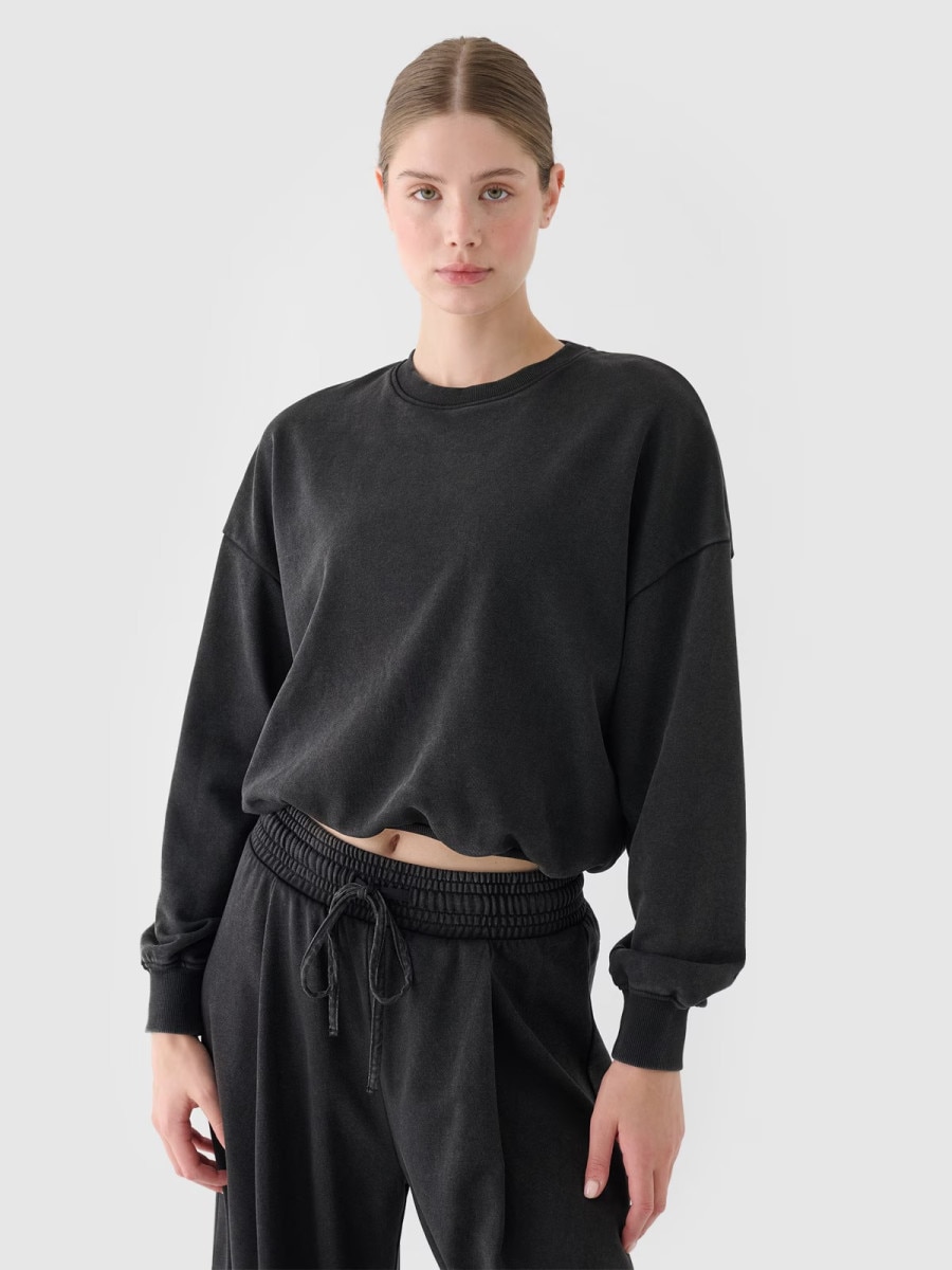 Damska bluza dresowa nierozpinana bez kaptura 4F 4FRSS24TSWSF2032 - czarna