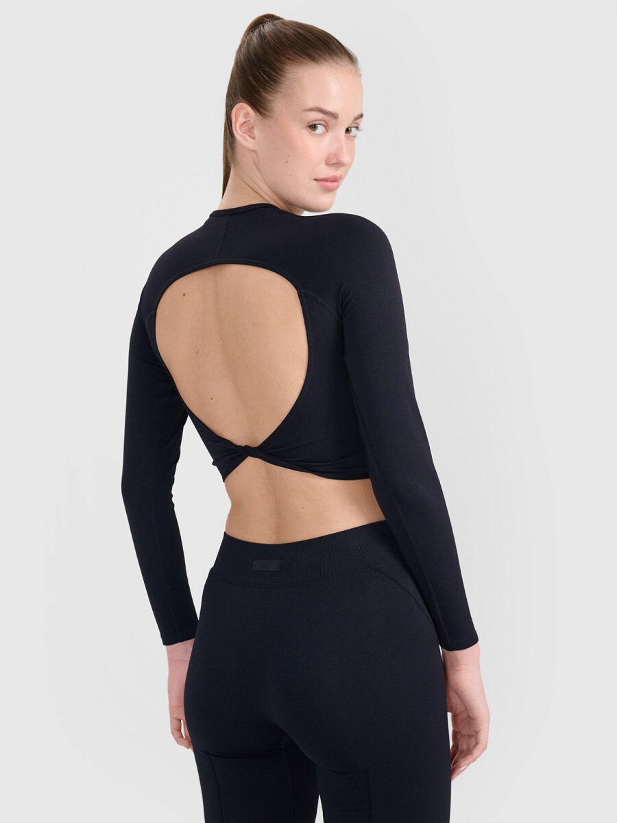 Damski longsleeve treningowy 4F 4FRSS25TFLOF486 - czarny