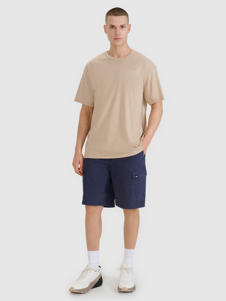 Męskie spodenki casual cargo 4F 4FRSS25TSHOM759 - granatowe