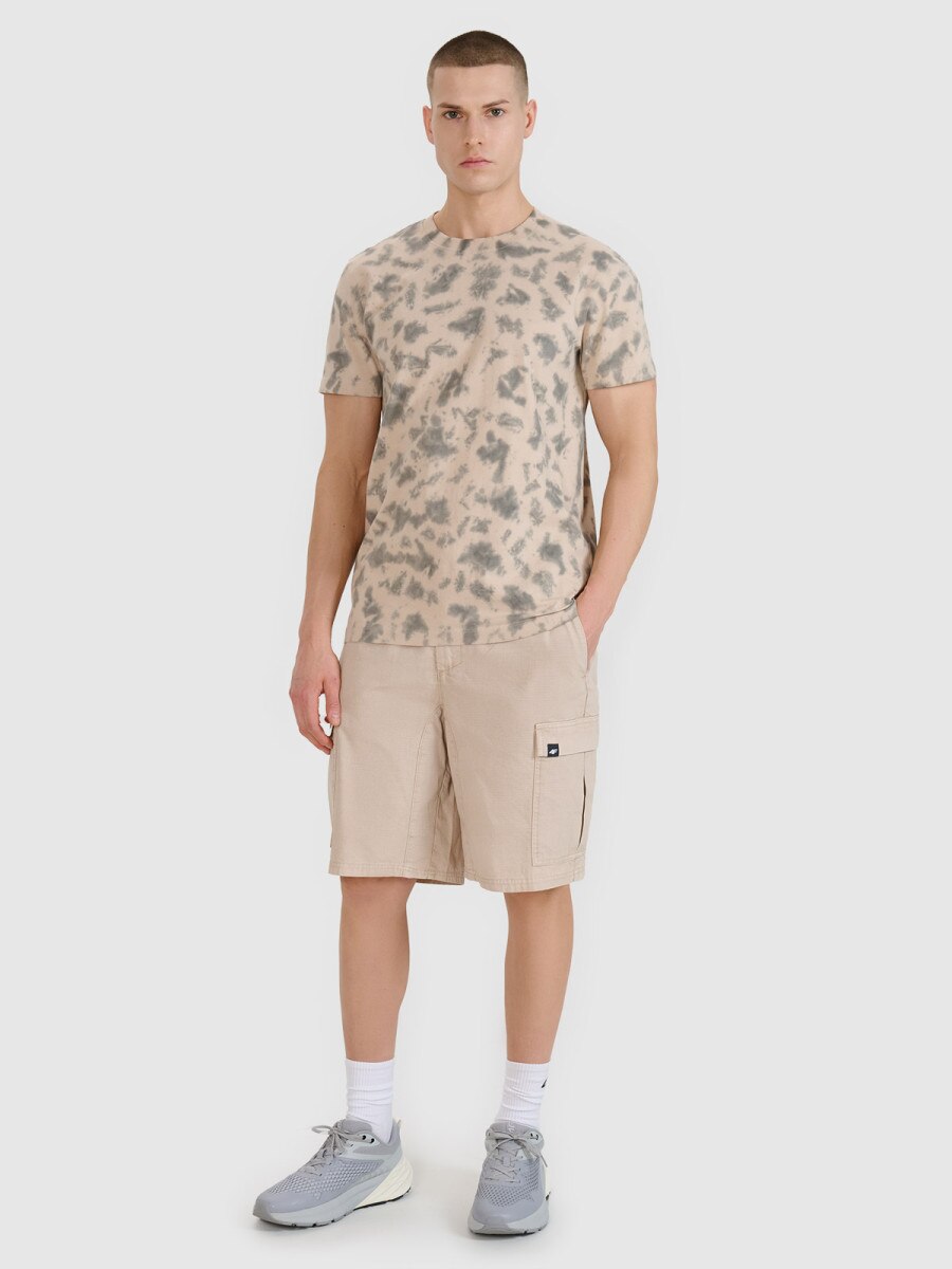 Męskie spodenki casual cargo 4F 4FRSS25TSHOM759 - beżowe