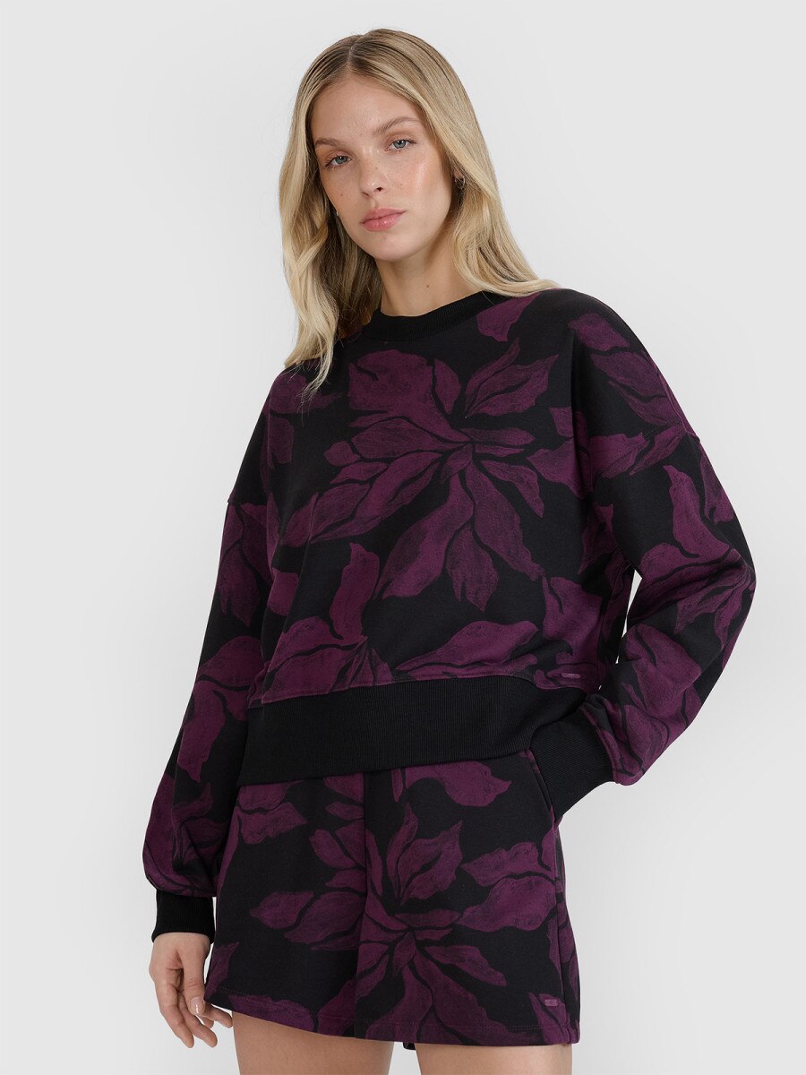 Damska bluza dresowa nierozpinana bez kaptura 4F 4FRSS25TSWSF2177 - multikolor