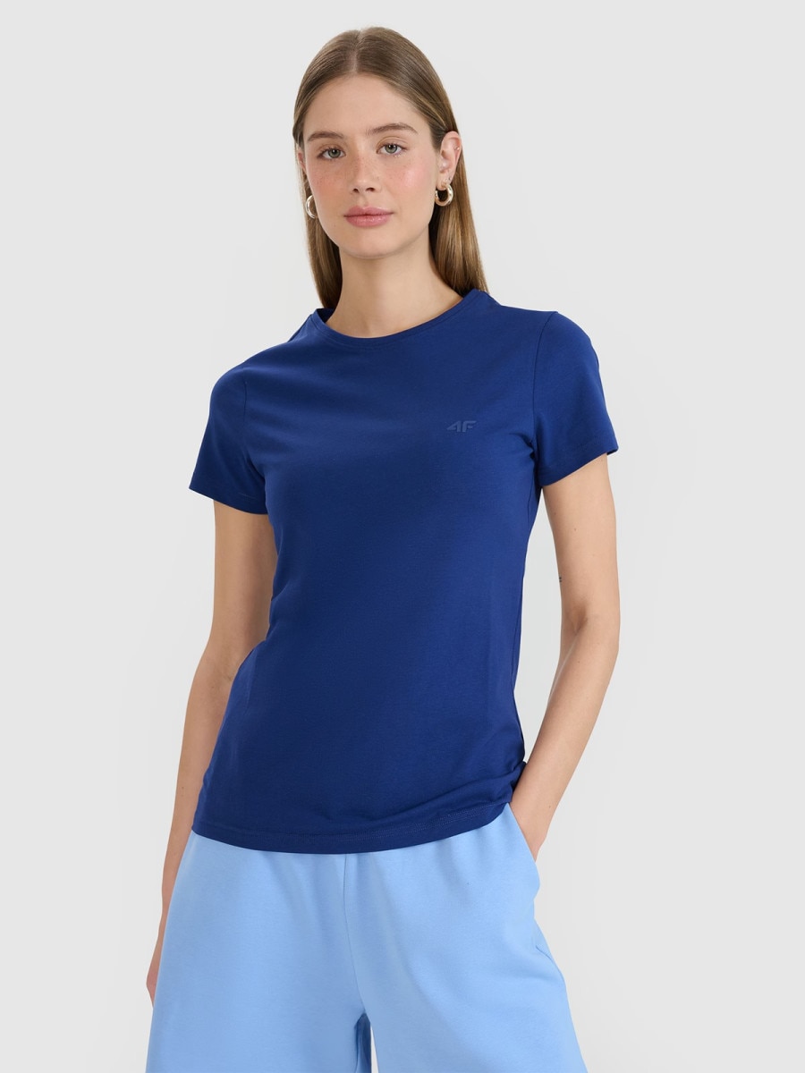 Damski t-shirt basic 4F 4FWMM00TTSHF2255 - granatowy