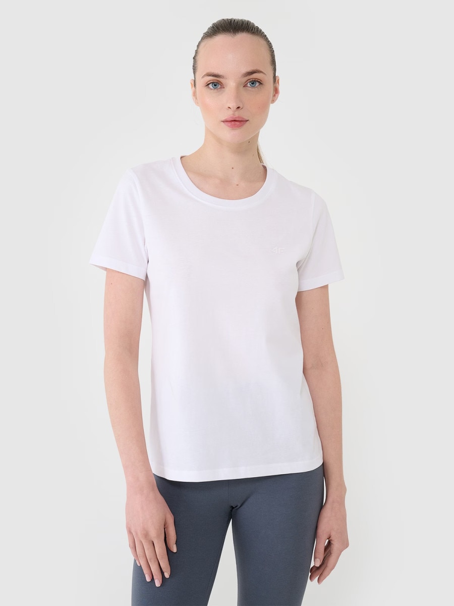 Damski t-shirt basic 4F 4FWMM00TTSHF2356 - biały