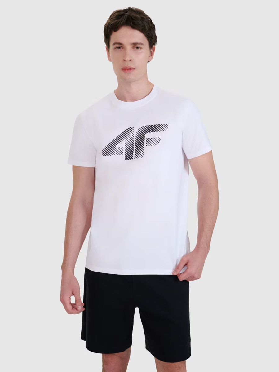 Męski t-shirt z nadrukiem 4F 4FWMM00TTSHM2257 - biały
