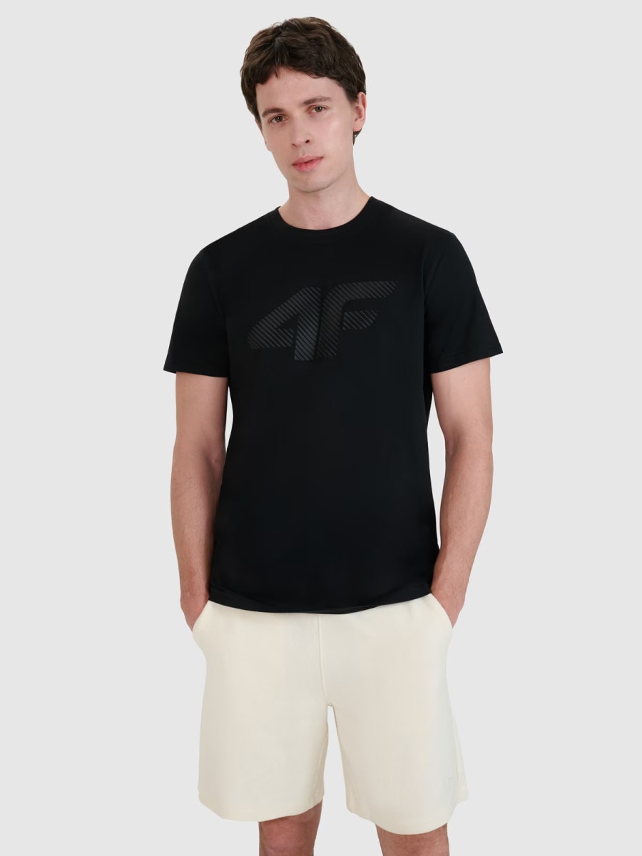 Męski t-shirt z nadrukiem 4F 4FWMM00TTSHM2257 - czarny