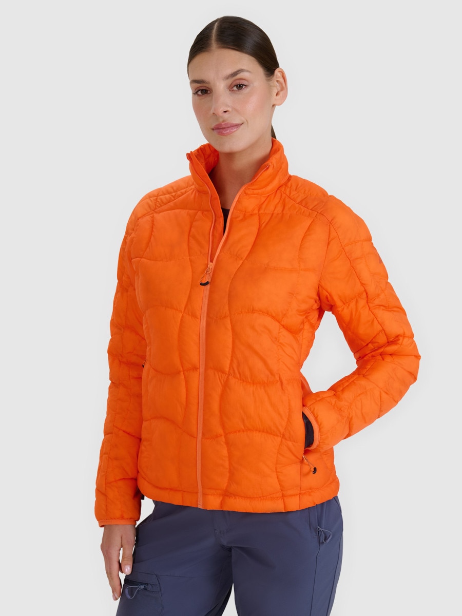 Damska kurtka pikowana trekkingowa 4F 4FWSS25TDJAF531 - pomarańczowa