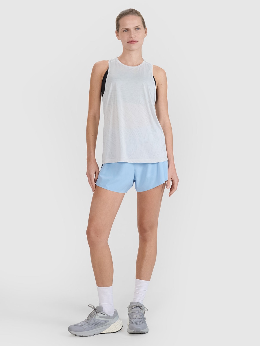 Damskie spodenki do biegania 4F 4FWSS25TFSHF0881 - niebieskie