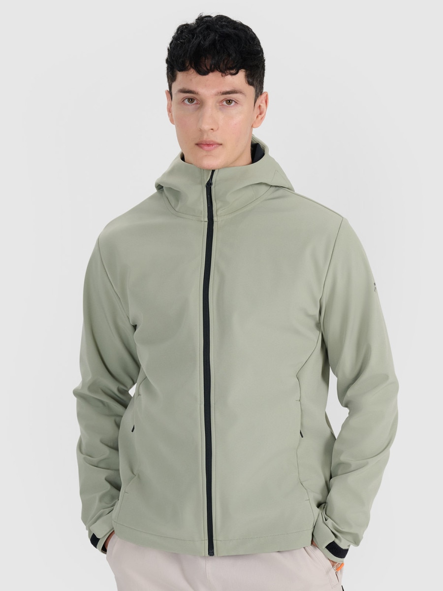 Męski softshell z kapturem 4F 4FWSS25TSOFM324 - zielony